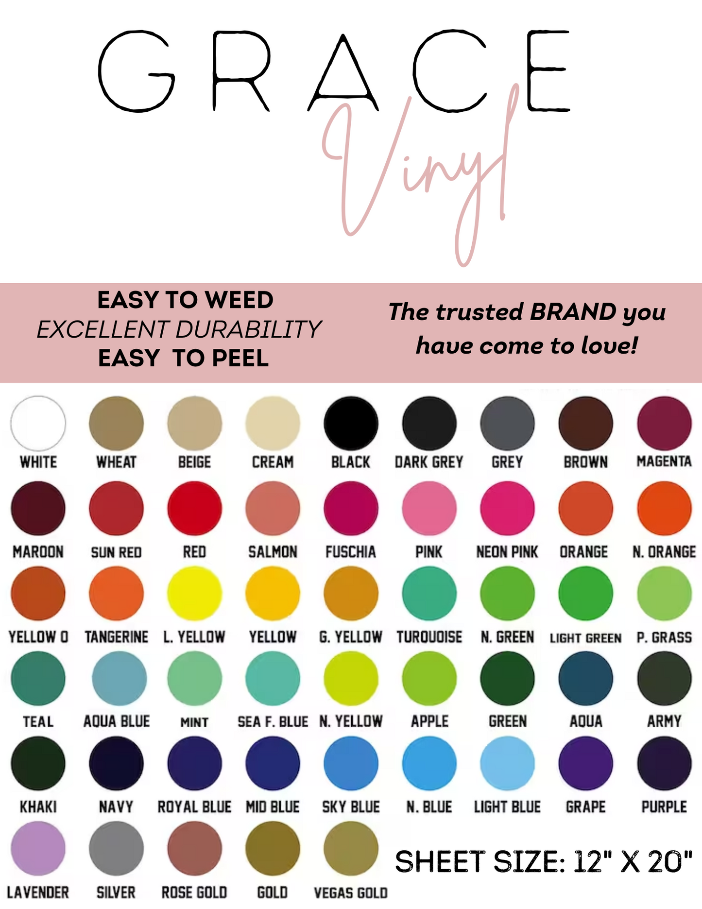 Grace Smooth HTV (Single Sheet)