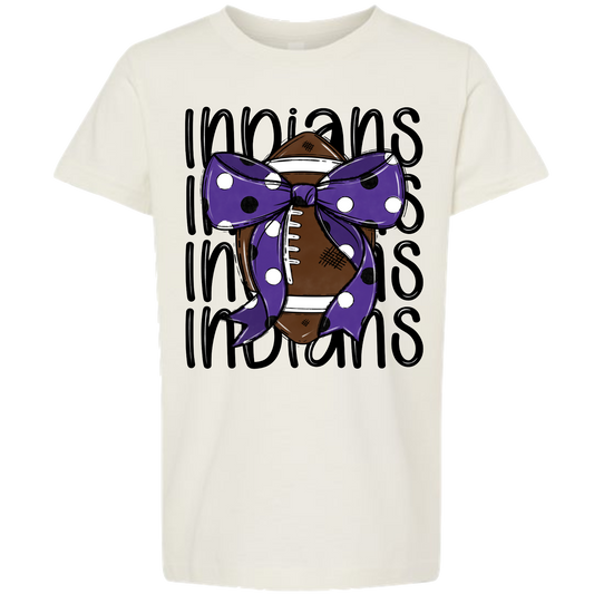 Indians Football Bow Tee