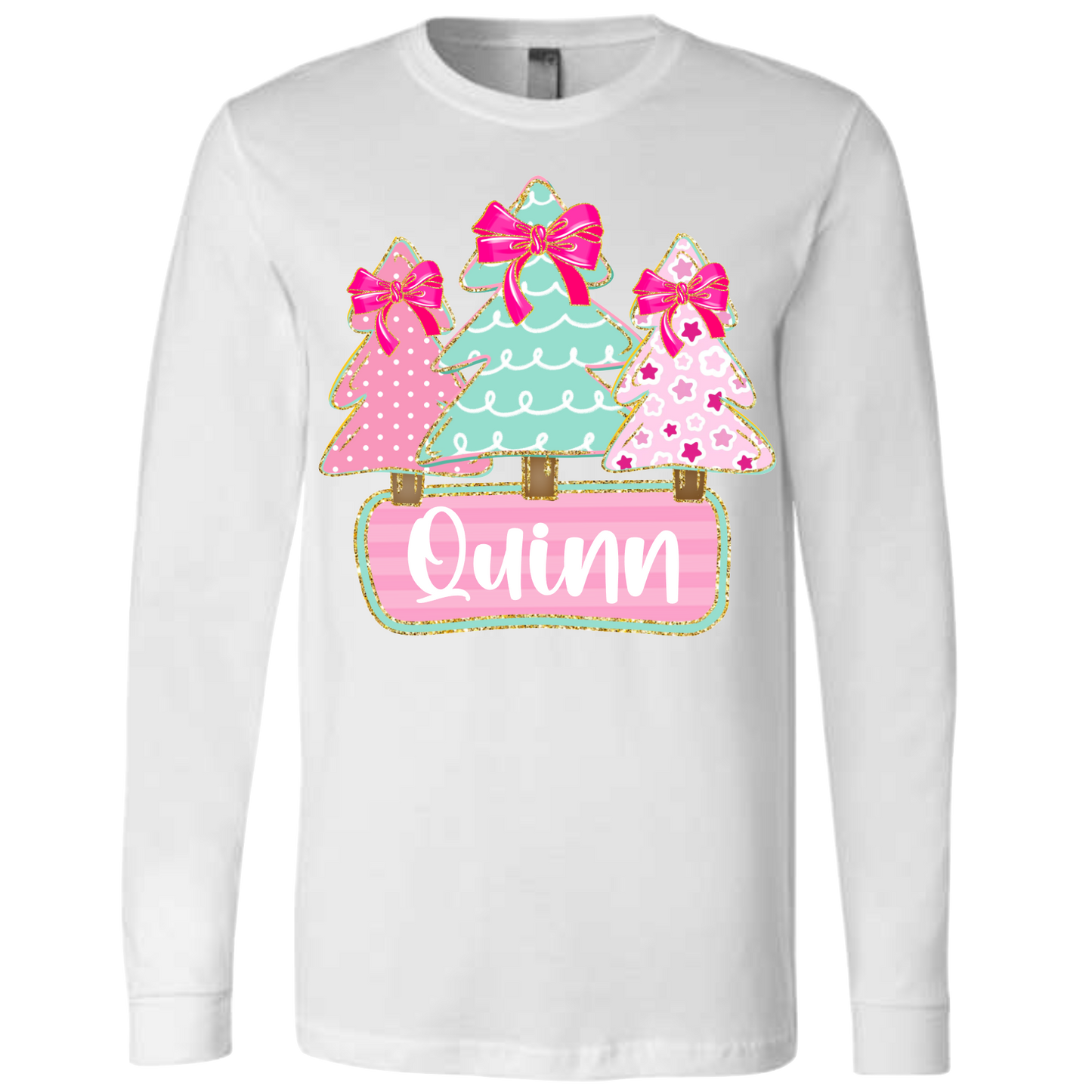 Personlized Girly Christmas Tree - Bella Canvas
