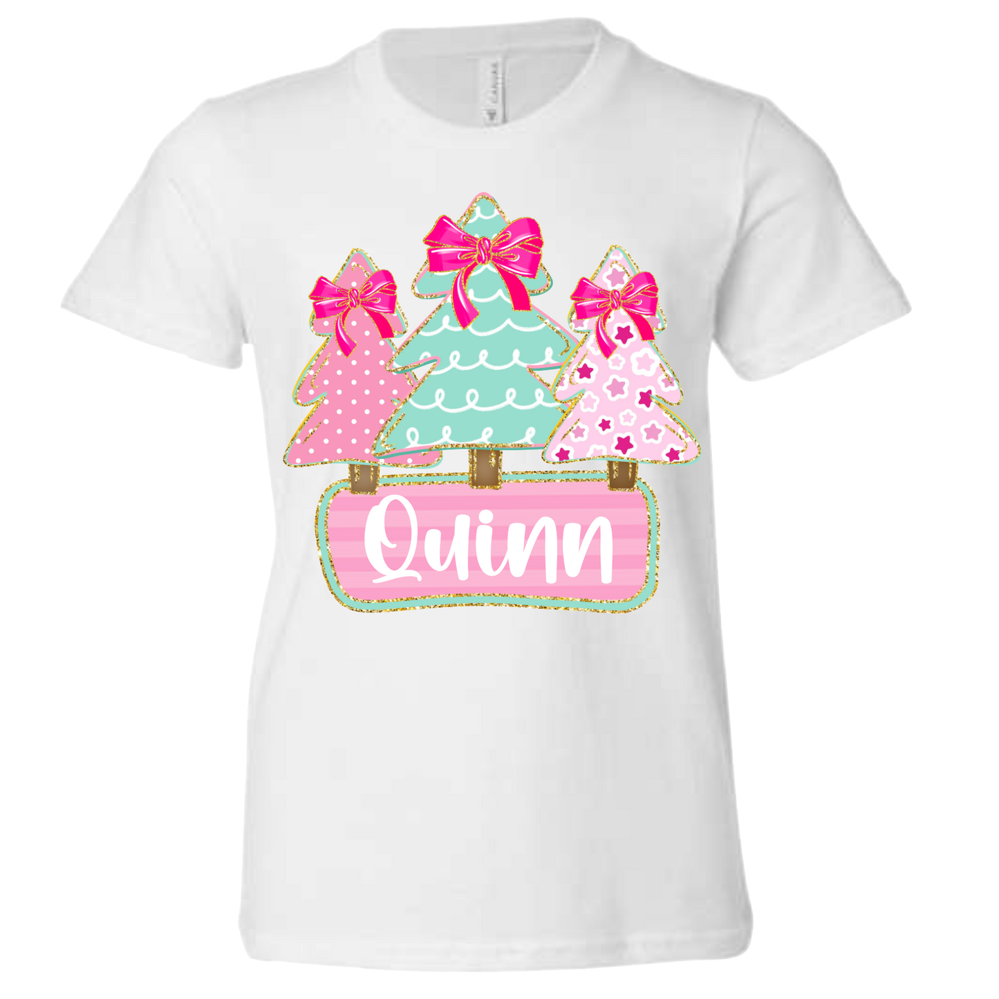 Personlized Girly Christmas Tree - Bella Canvas